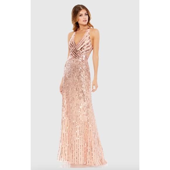Mac Duggal [‎ 14 ] Rose Gold Sequin Cut Out Open Back Gown #5390 $698 - Picture 2 of 15